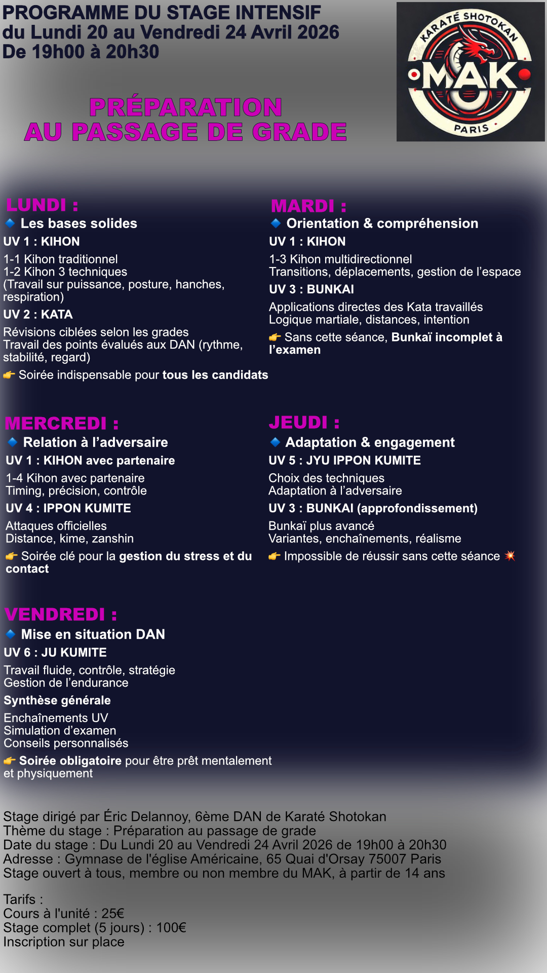 Préparation passage de grade de Karaté Paris